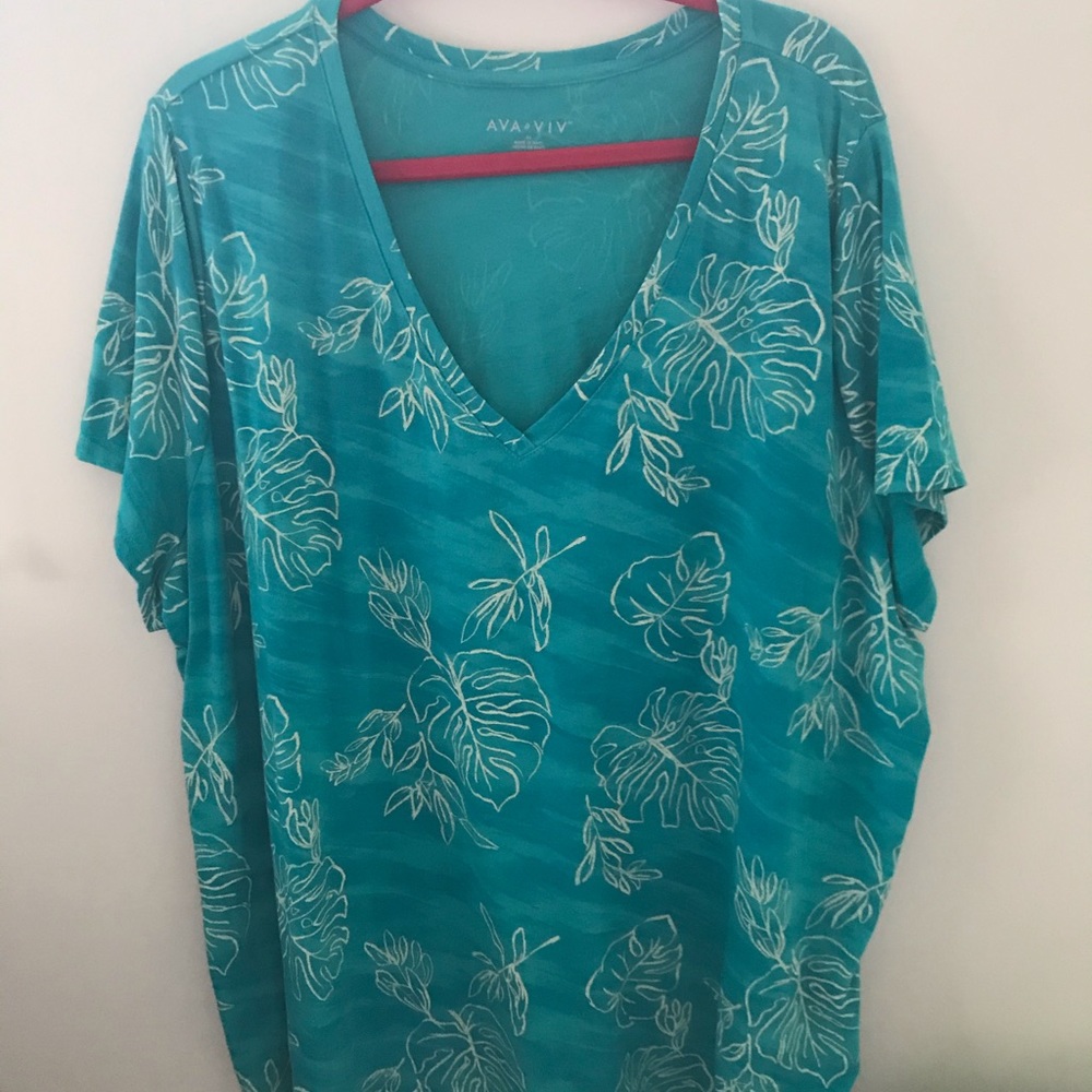 Ava & Viv aqua print tee shirt